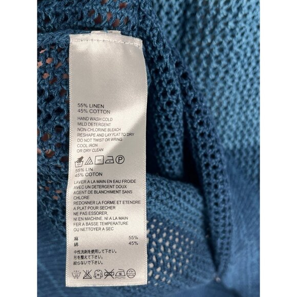 TOMMY BAHAMA Women's Blue Ombre Linen Blend Loose Knit Long Sleeve Swim Cover XS - Picture 4 of 5